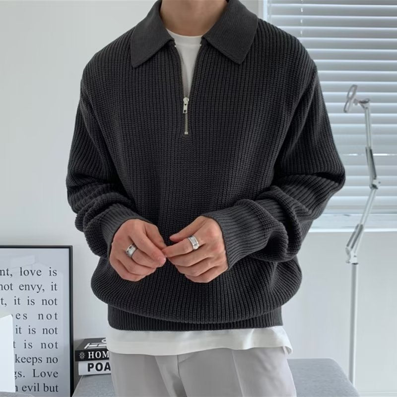 Jorvian | Men’s Jacquard Knit Quarter-Zip Jacket