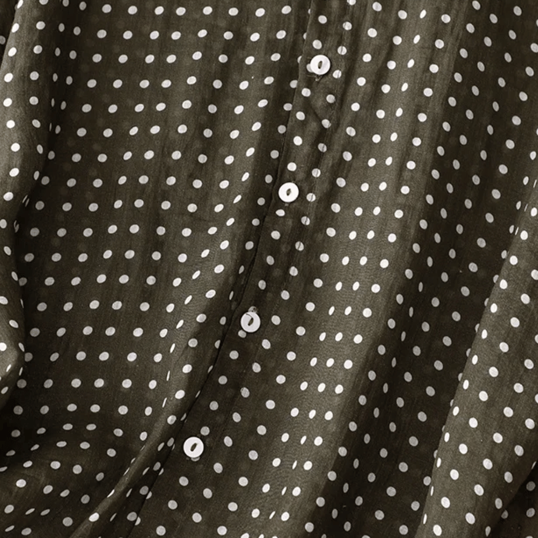Riona | Women’s Linen Polka-Dot Blouse