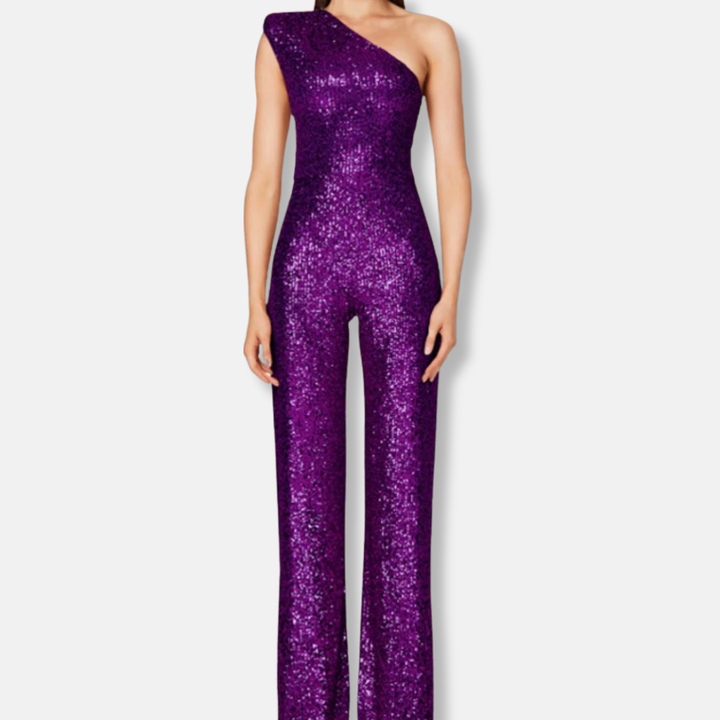 Trinie | Women’s Sequined One-Shoulder Jumpsuit
