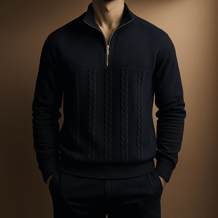 Walter | Men’s Cable Knit Quarter Zip Pullover