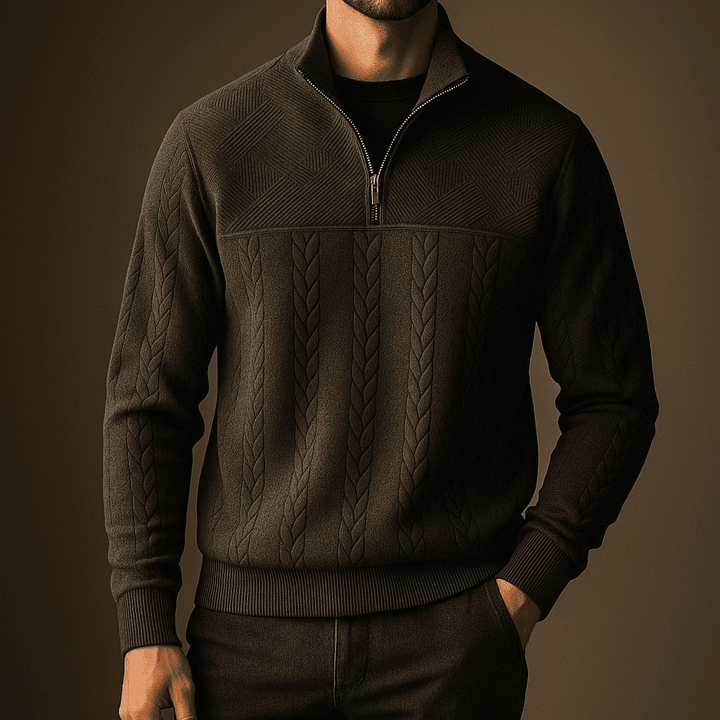 Walter | Men’s Cable Knit Quarter Zip Pullover