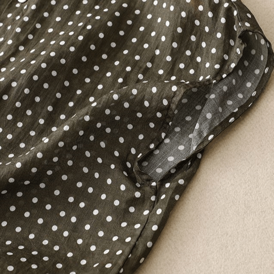 Riona | Women’s Linen Polka-Dot Blouse