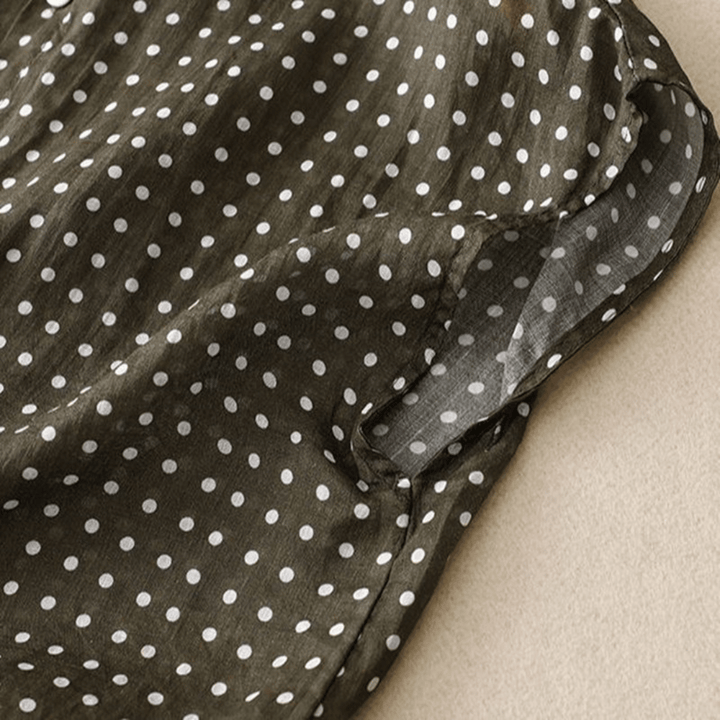 Riona | Women’s Linen Polka-Dot Blouse