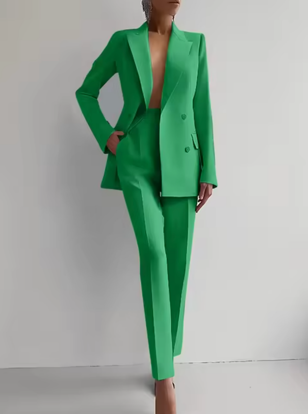 Dyrine | Women’s Elegant Blazer &amp; High-Waisted Trousers Set