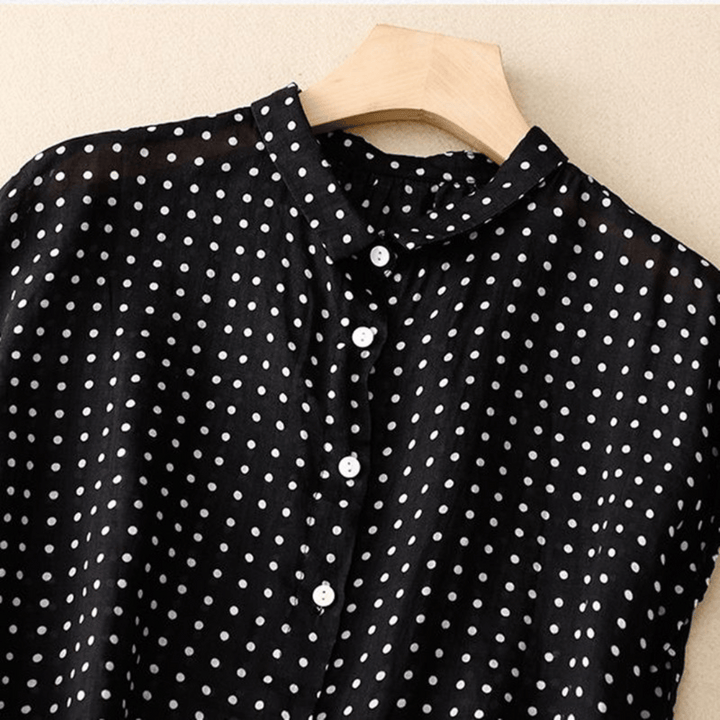 Riona | Women’s Linen Polka-Dot Blouse
