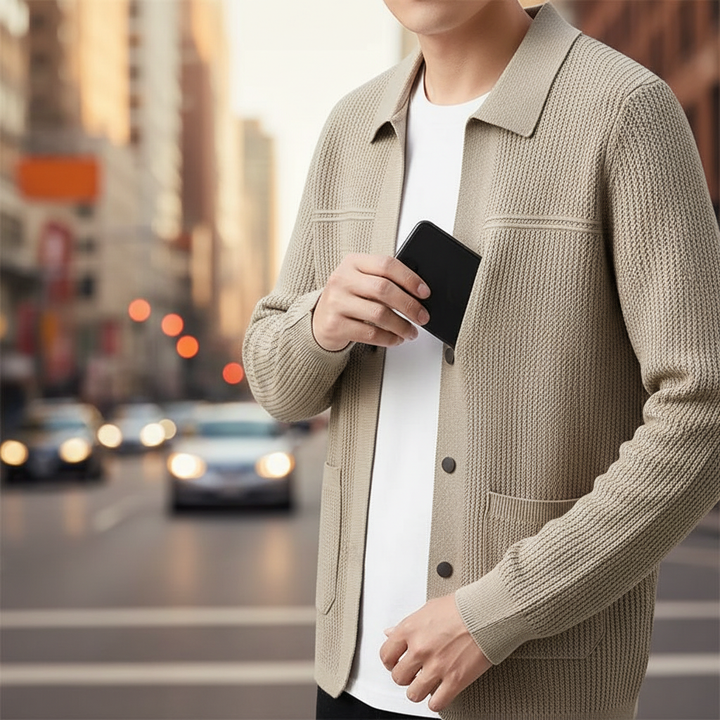 Arche | Men’s Ribbed Collared Cardigan