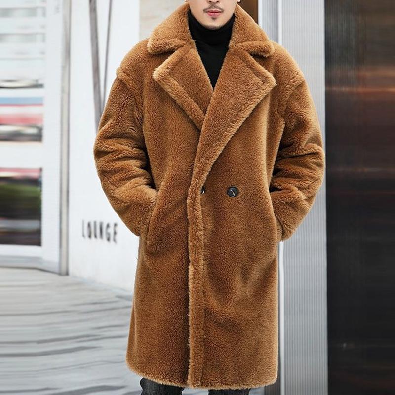 Jerald | Men’s Shearling Double Breasted Knee Length Coat