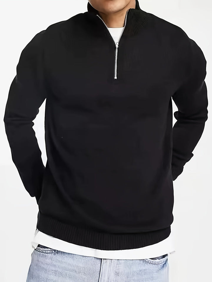 Alverio | Men’s Casual Half-Zip Sweater with High Collar