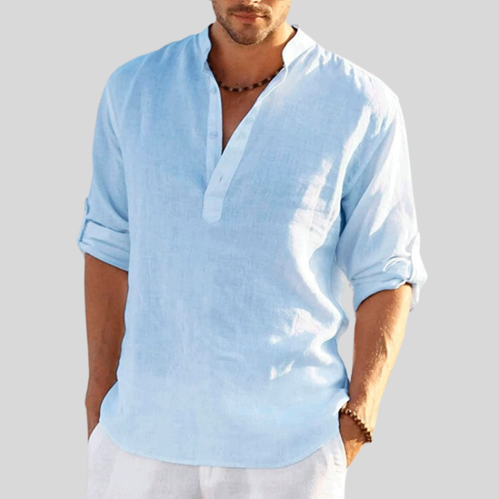 Arvelli | Men’s Band Collar Relaxed Shirt