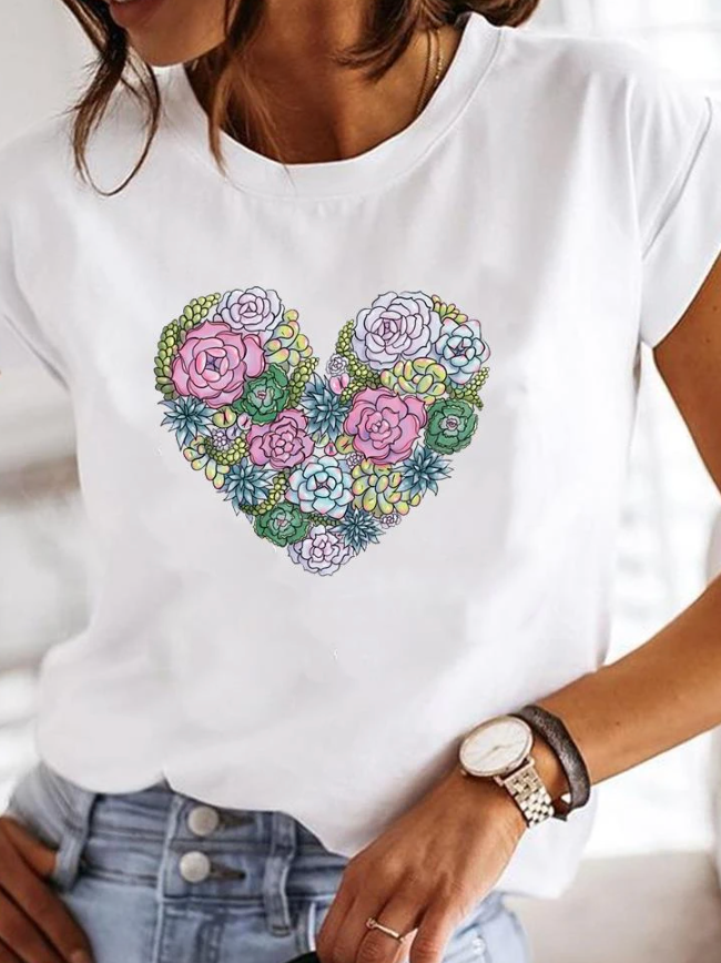 Almira | Women’s Heart Print Casual T-Shirt