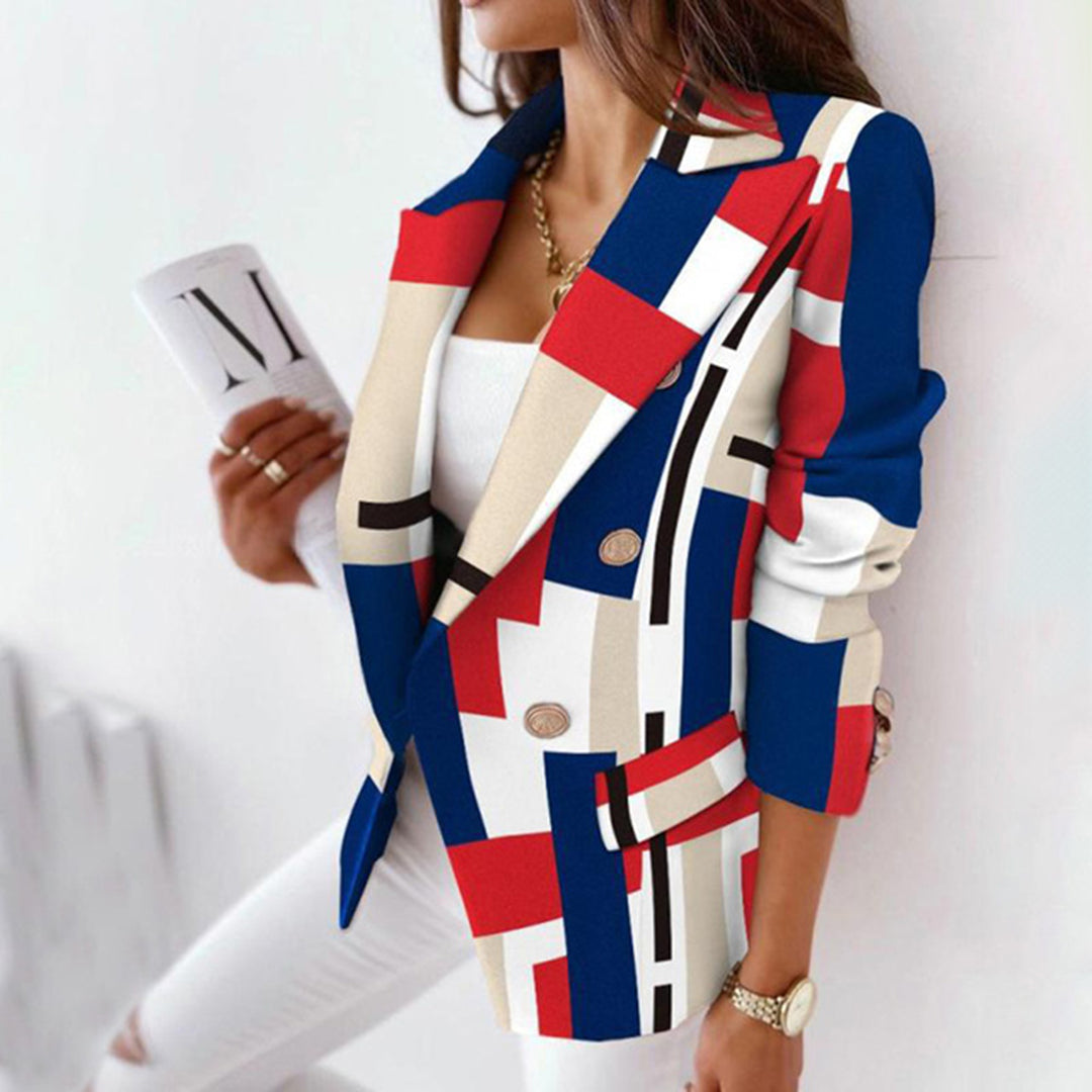 Linda | Women’s Checkered Double-Breasted Blazer
