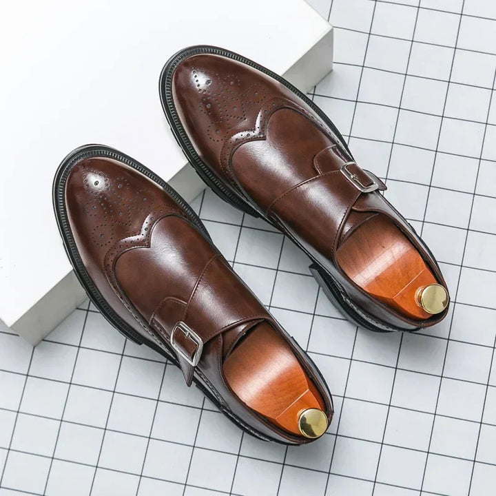 Brellon | Men’s Leather Monk Strap Brogue Shoes