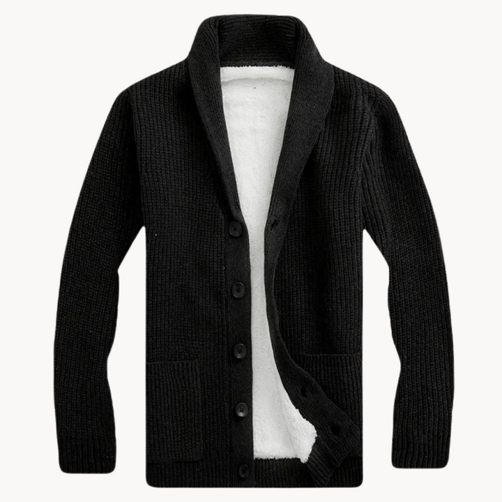 Calviero | Men’s Shawl Collar Fleece Cardigan