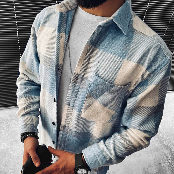 Claver | Men’s Light Blue Checked Shirt