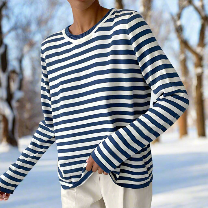 Crisha | Women’s Striped Cotton Long Sleeve T-Shirt