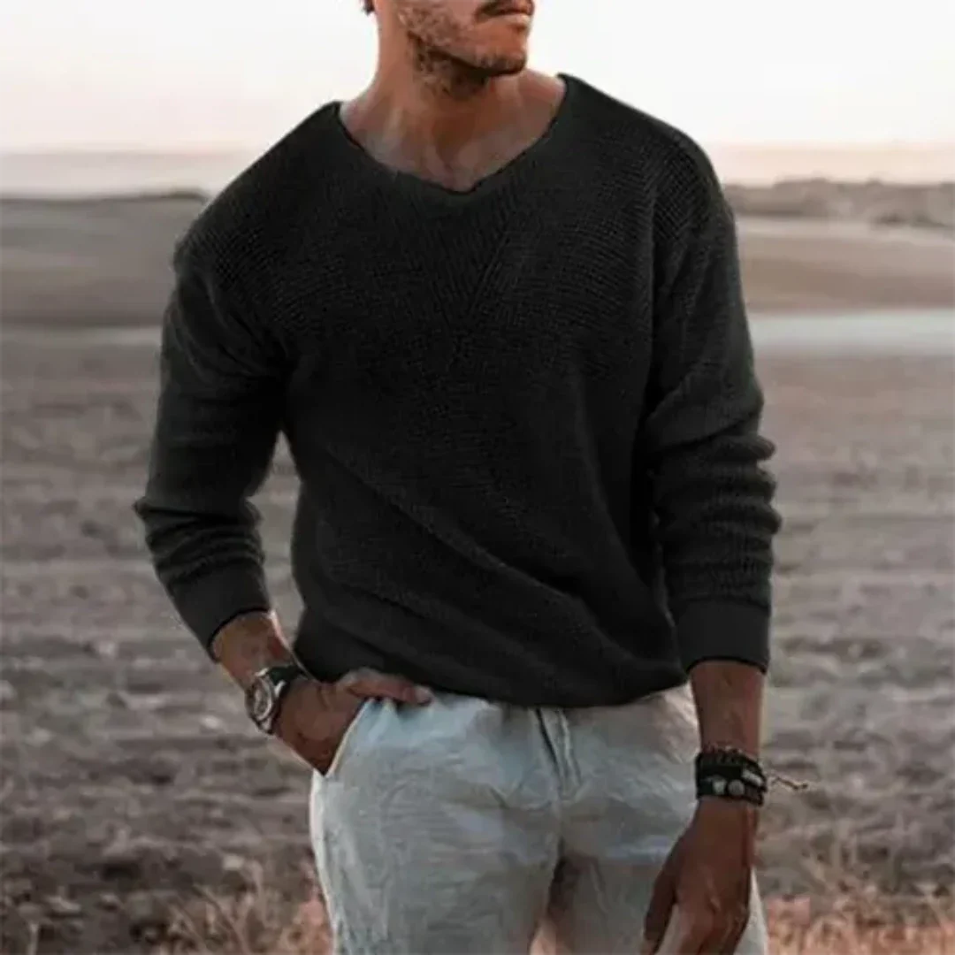 Darine | Men’s Ribbed V-Neck Pullover Sweater