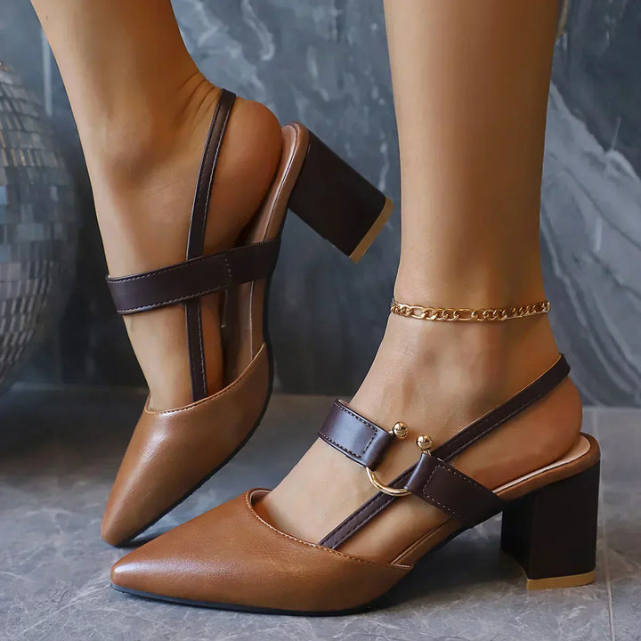 Ellen | Women’s Two Tone Slingback Block Heel Sandals