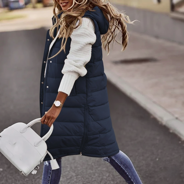 Alma | Women’s Quilted Hooded Long Vest