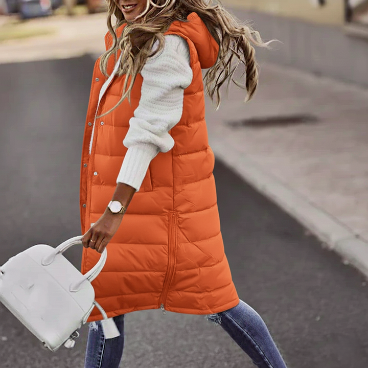Alma | Women’s Quilted Hooded Long Vest