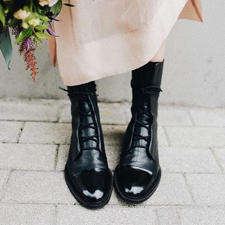 Chesca | Women’s Leather Lace-Up Mid-Height Boots