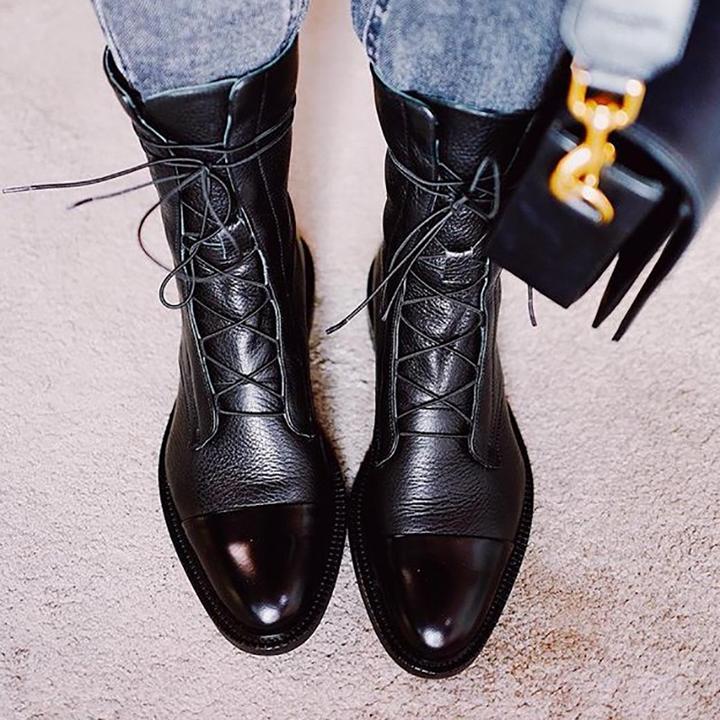Chesca | Women’s Leather Lace-Up Mid-Height Boots