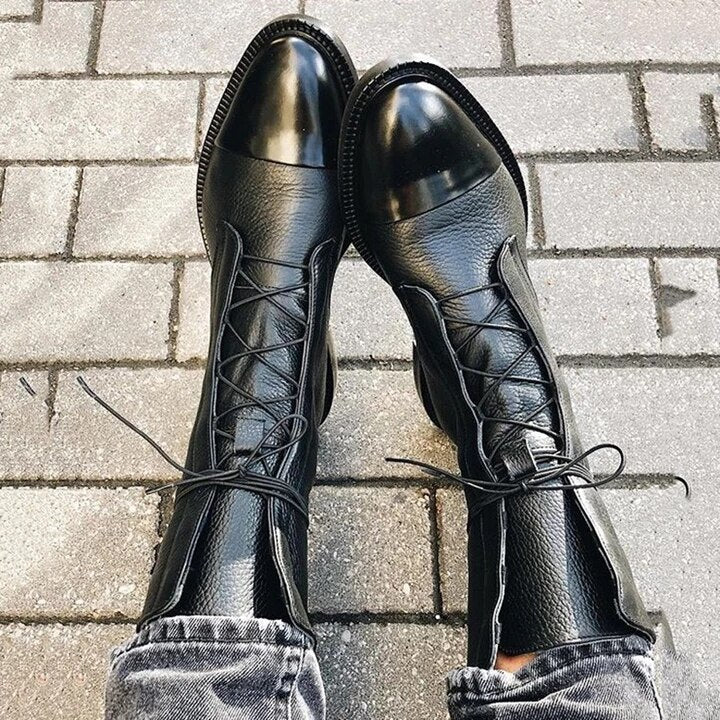 Chesca | Women’s Leather Lace-Up Mid-Height Boots