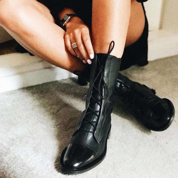 Chesca | Women’s Leather Lace-Up Mid-Height Boots