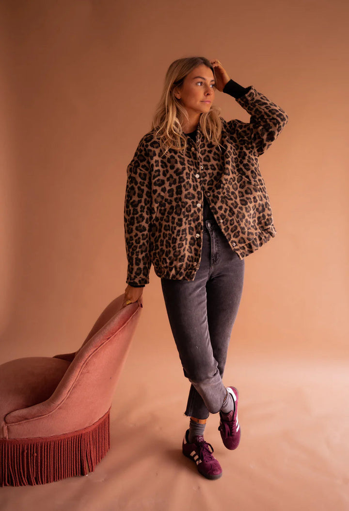 Mirae | Women’s Leopard Print Bomber Jacket