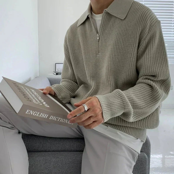 Jorvian | Men’s Jacquard Knit Quarter-Zip Jacket