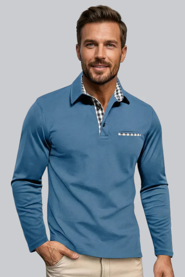 Men’s Slim Fit Jumper with Long Sleeves and Button Closure