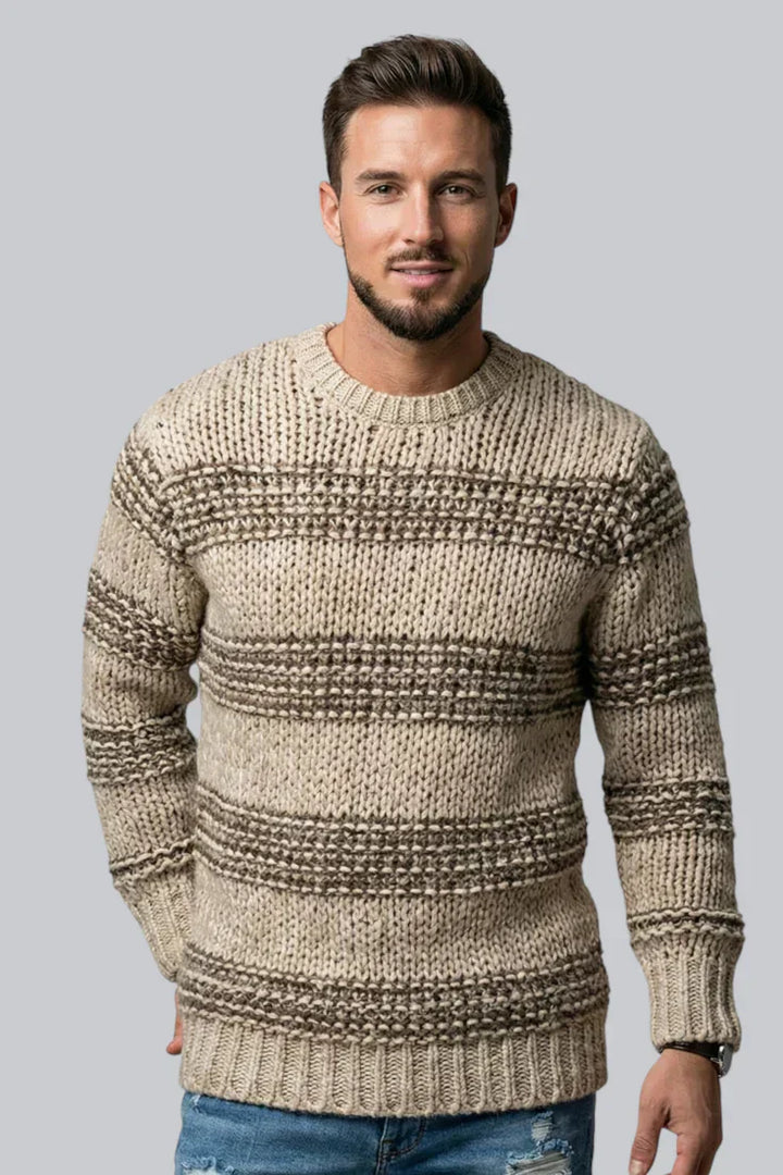 Men’s Chunky Jumper with Long Sleeves and Ribbed Cuffs