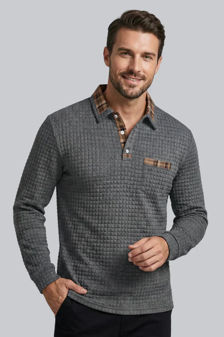 Men’s Knitted Jumper with Button Closure and Long Sleeves