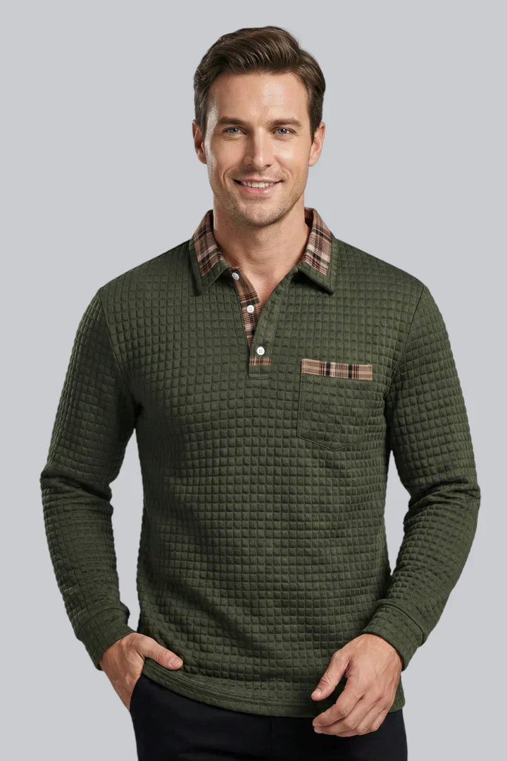 Men’s Knitted Jumper with Button Closure and Long Sleeves