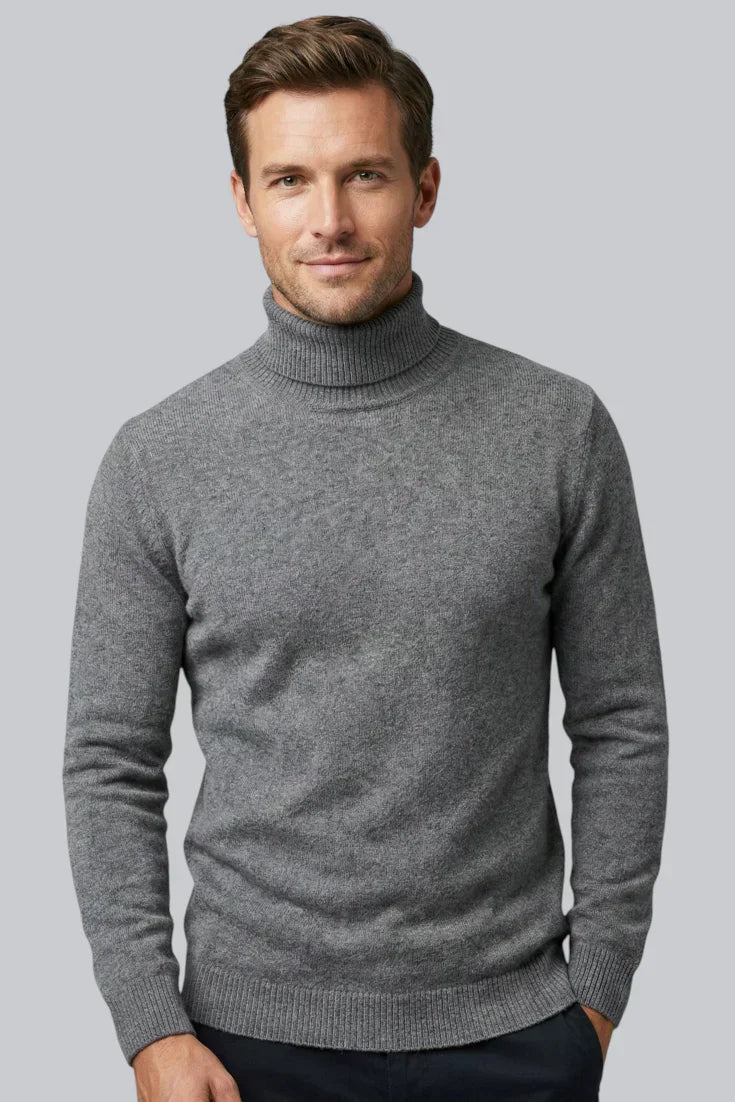 Men’s Knitted Turtleneck Jumper with Long Sleeves and Soft Touch