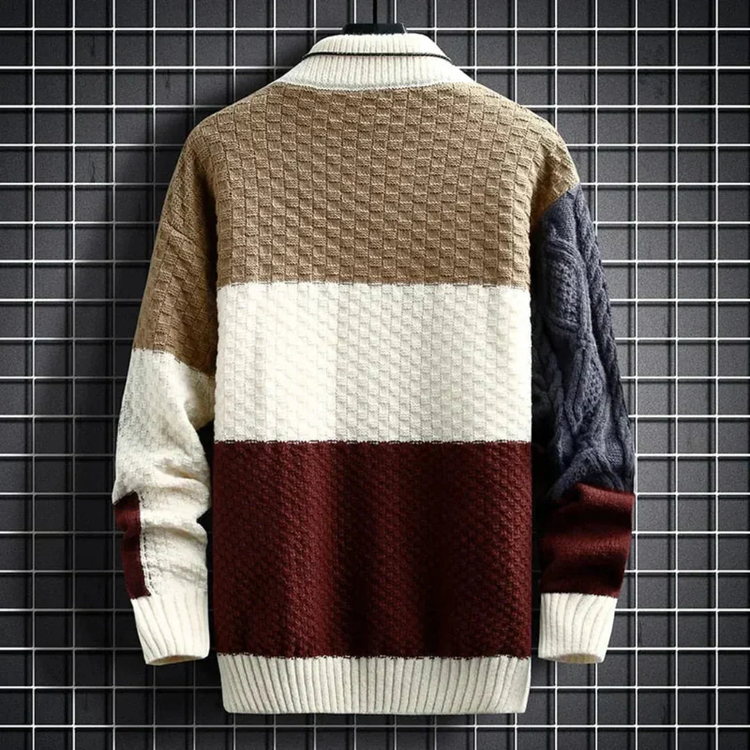 Luciano | Men’s Crewneck Patchwork Sweater