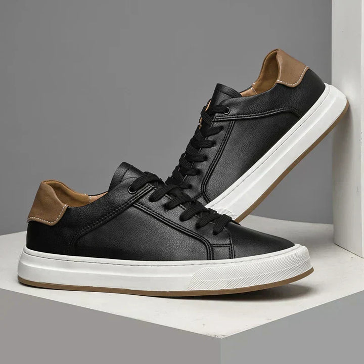 Luciento | Men’s White Leather Minimalist Sneakers