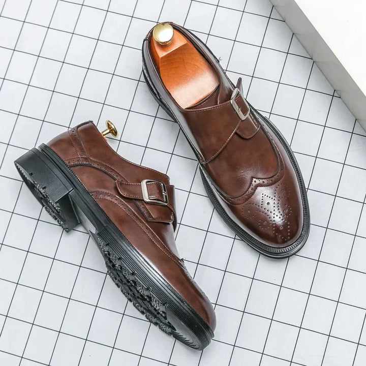 Brellon | Men’s Leather Monk Strap Brogue Shoes