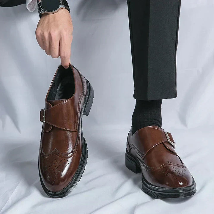 Brellon | Men’s Leather Monk Strap Brogue Shoes