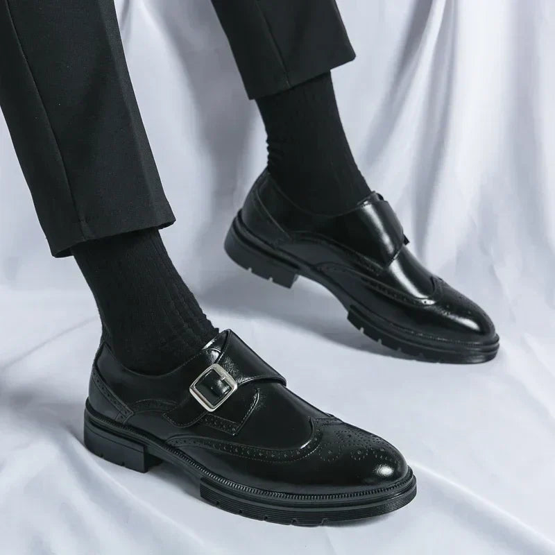 Brellon | Men’s Leather Monk Strap Brogue Shoes