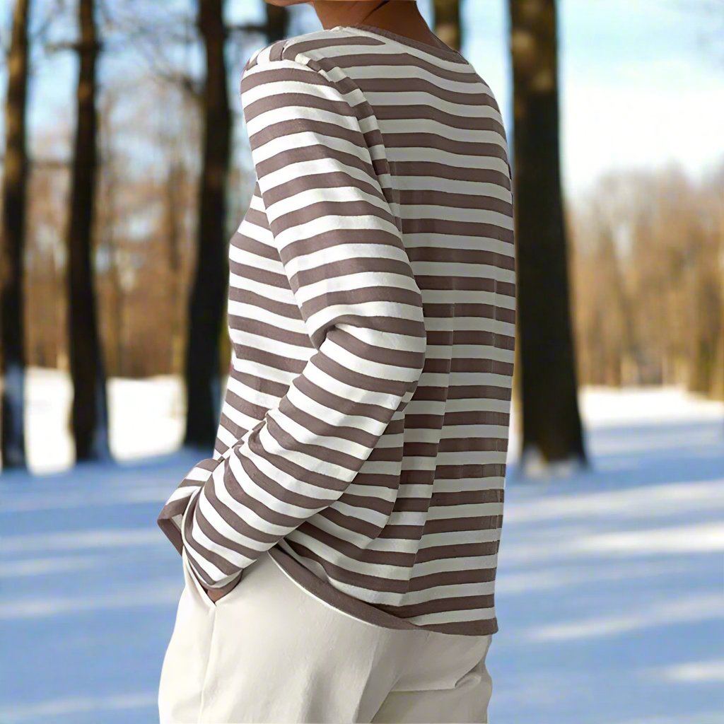 Crisha | Women’s Striped Cotton Long Sleeve T-Shirt