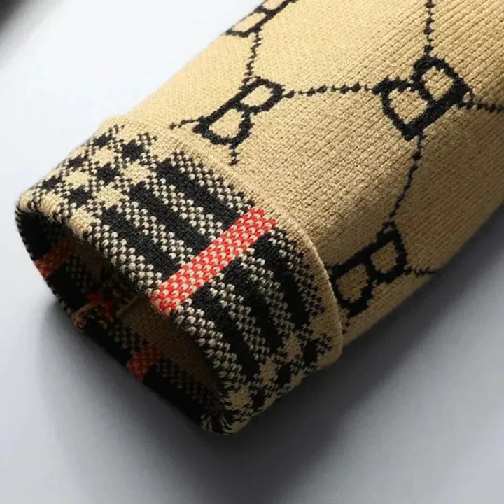 Lucieno | Men’s Woven Monogram Cardigan
