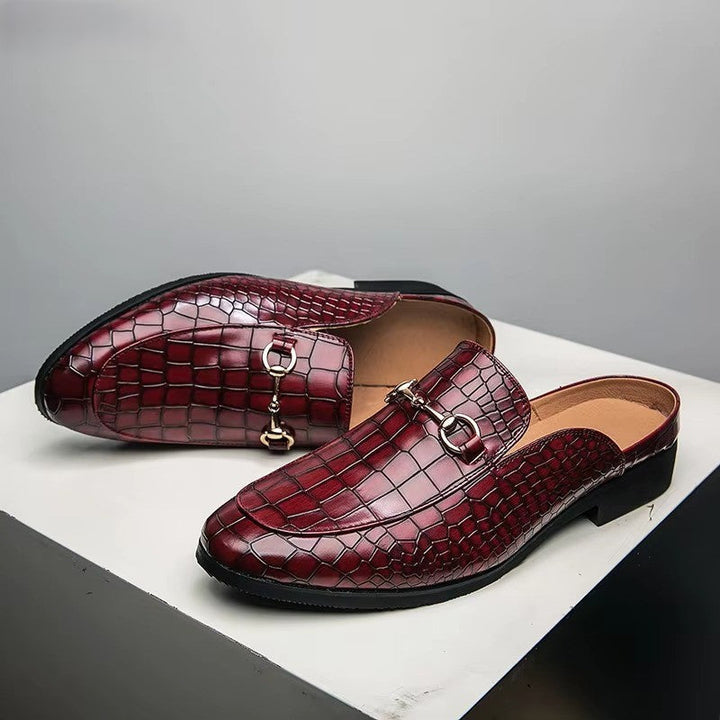 Maxwell | Men’s Crocodile Texture Leather Mule Loafers