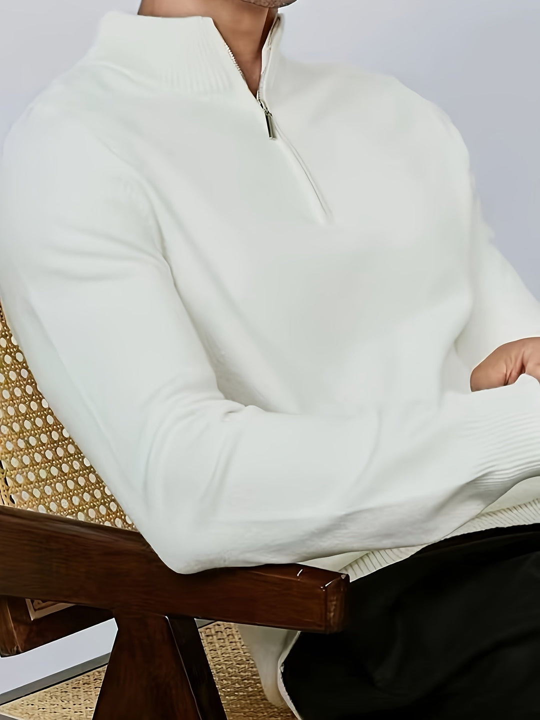 Alverio | Men’s Casual Half-Zip Sweater with High Collar