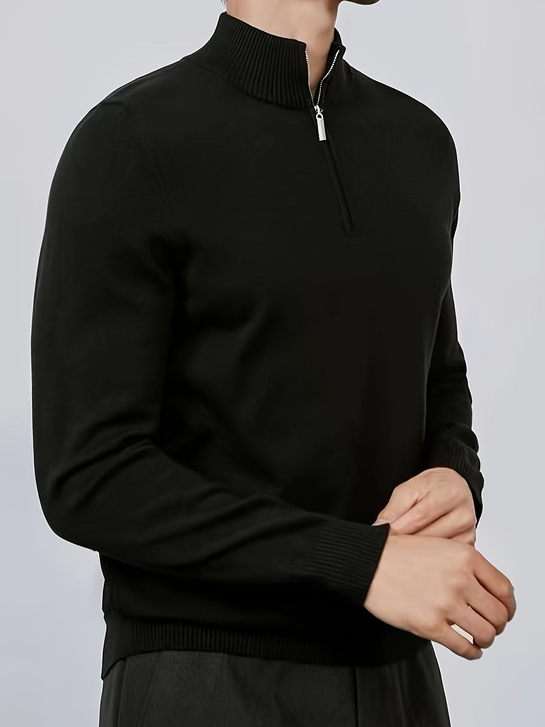 Alverio | Men’s Casual Half-Zip Sweater with High Collar