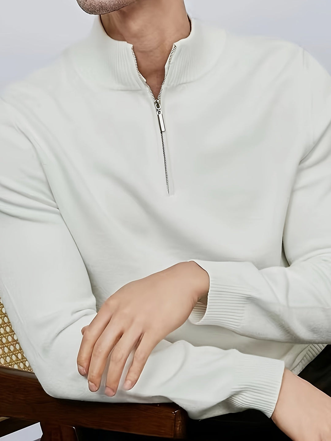 Alverio | Men’s Casual Half-Zip Sweater with High Collar