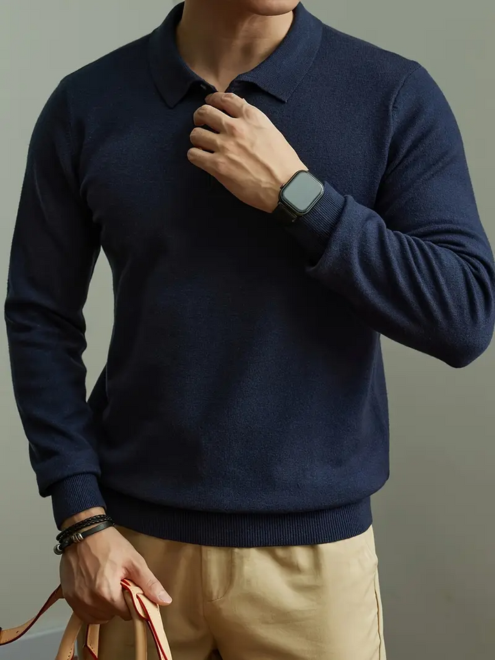Livarno | Men’s Stylish Knit Polo Sweater