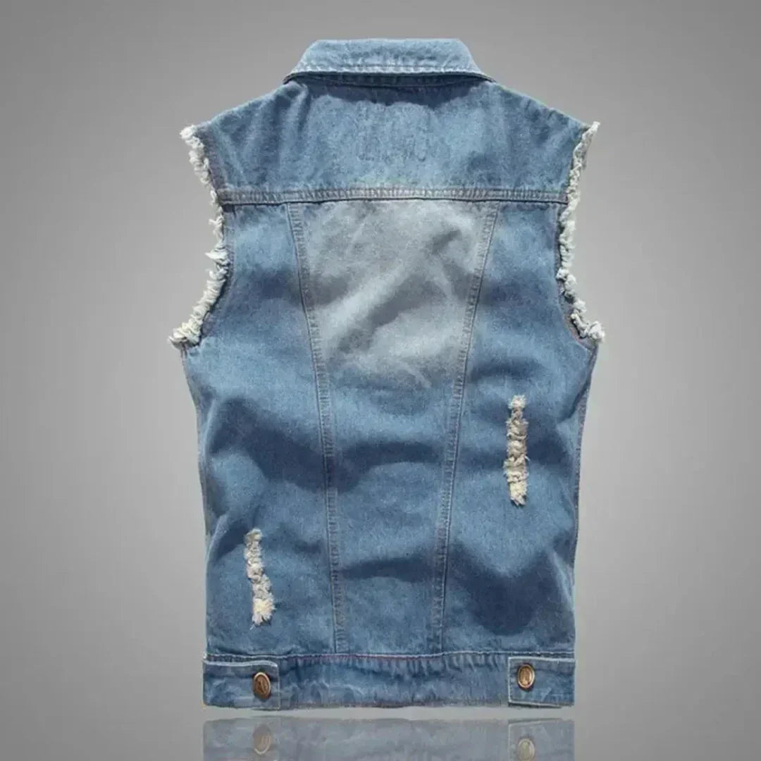 Rualo | Men’s Distressed Denim Vest