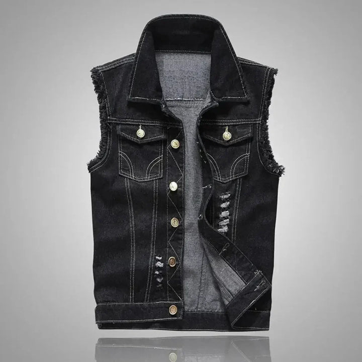 Rualo | Men’s Distressed Denim Vest