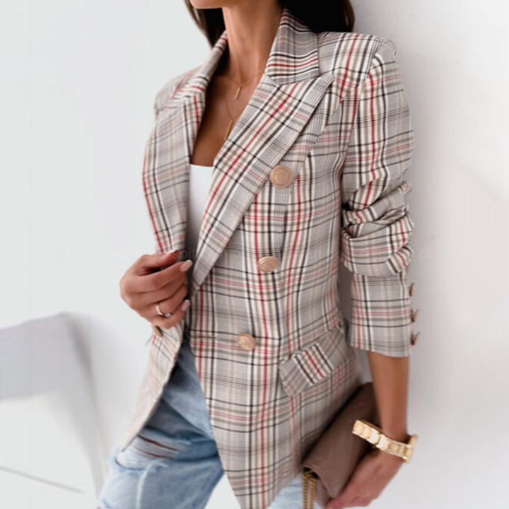 Linda | Women’s Checkered Double-Breasted Blazer