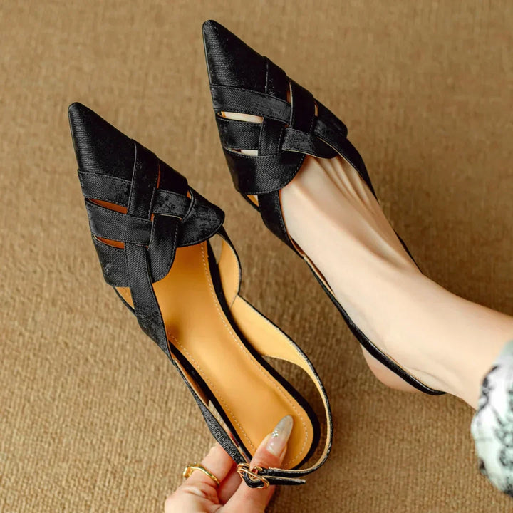Deborah | Women’s Pointed Toe Leather Slingback Heels